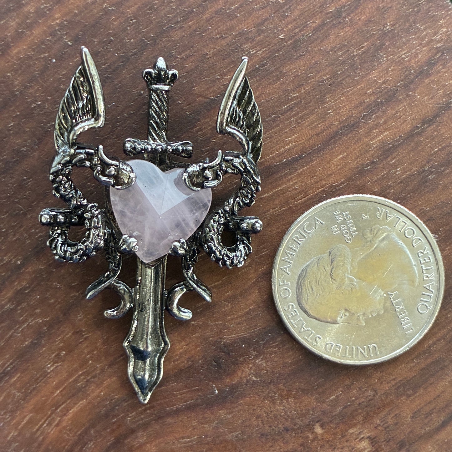 Copper Pendant - Sword of Heart - Clear Quartz - Rose Quartz - Amethyst - Opalite