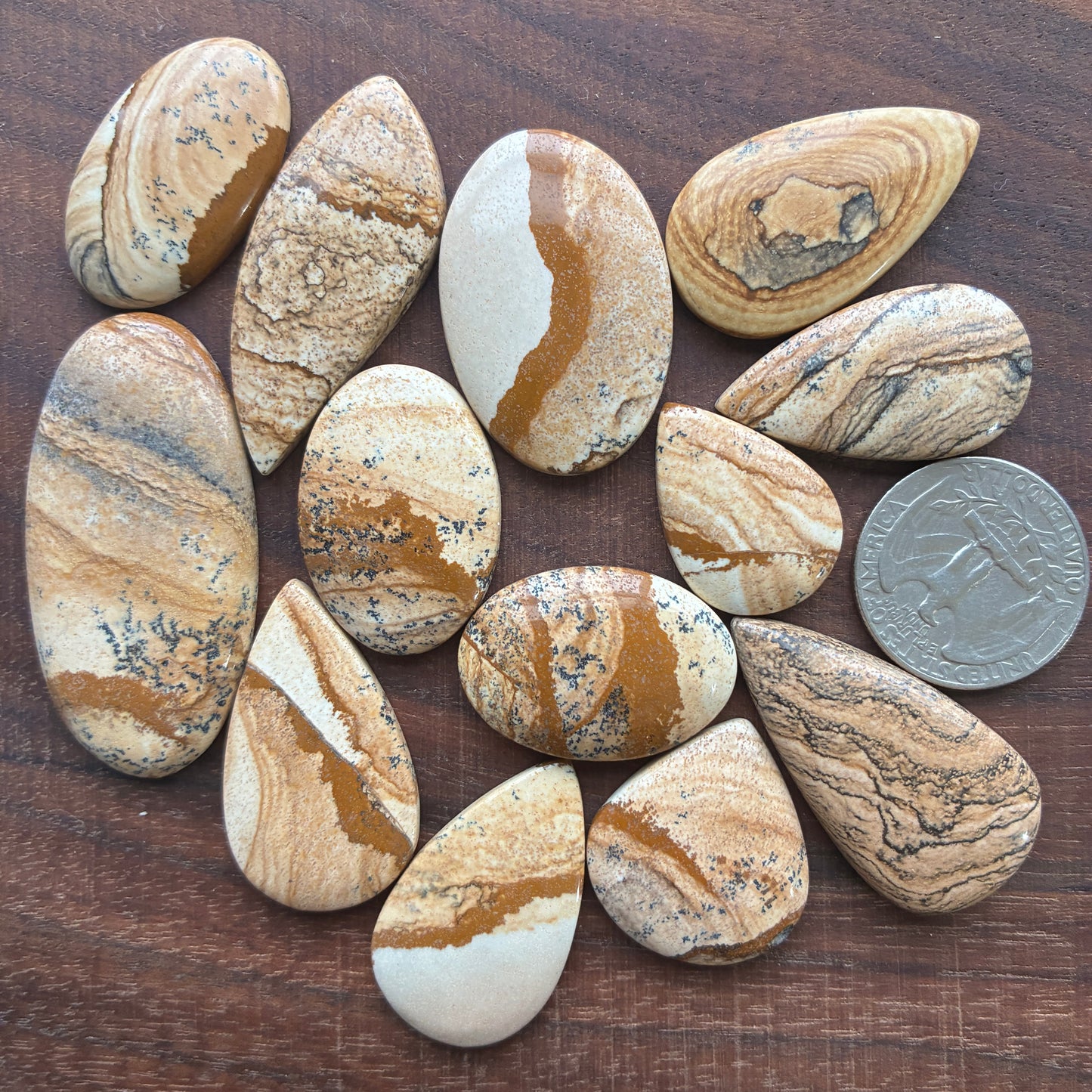 Picture Jasper Cabochon - Teardrop - Oval - Freeform