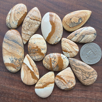 Picture Jasper Cabochon - Teardrop - Oval - Freeform