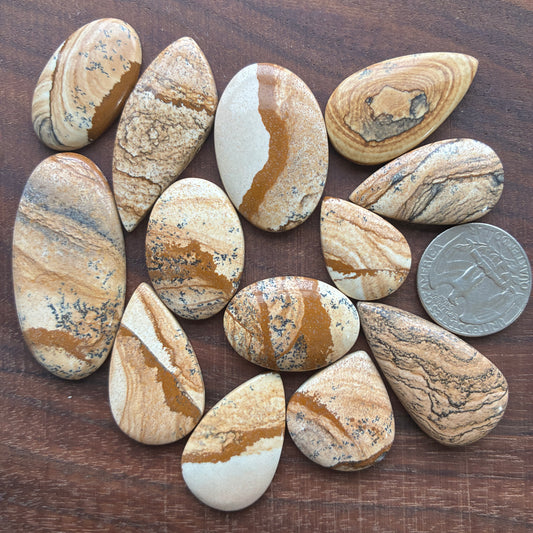 Picture Jasper Cabochon - Teardrop - Oval - Freeform