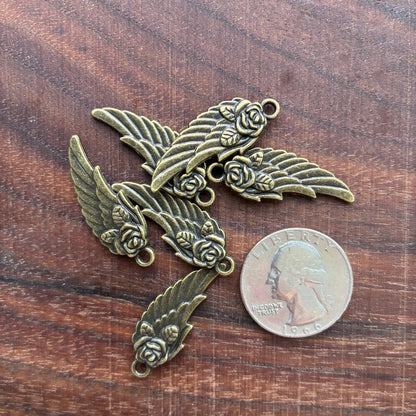 Metal Findings - Rose Wing Charm - Earring Making