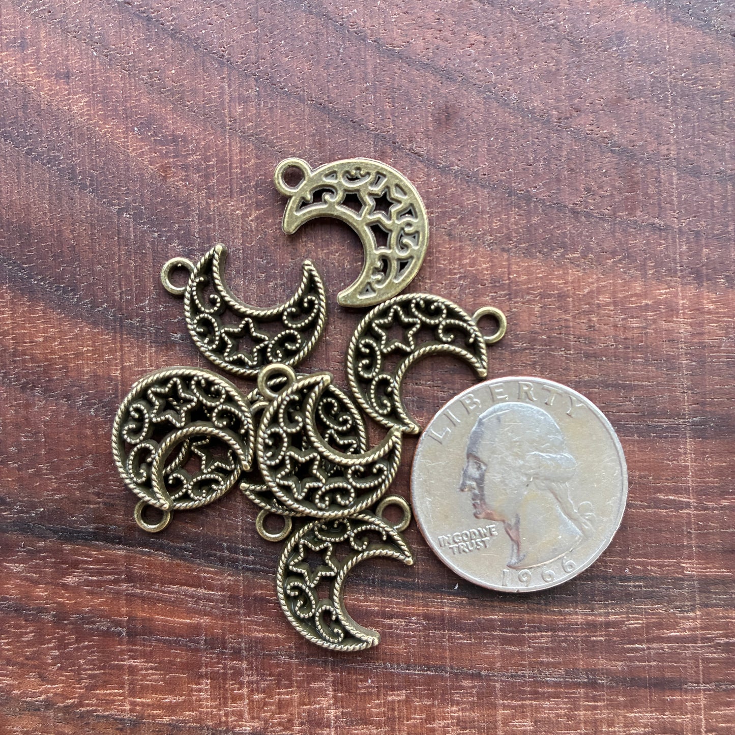 Metal Findings - Moon Charm - Bronze - Hollow
