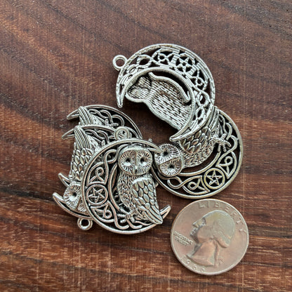 Metal Findings - Pendant / Charm -  boho moon - Tree of life - Howling wolf - Owl - Necklace Making