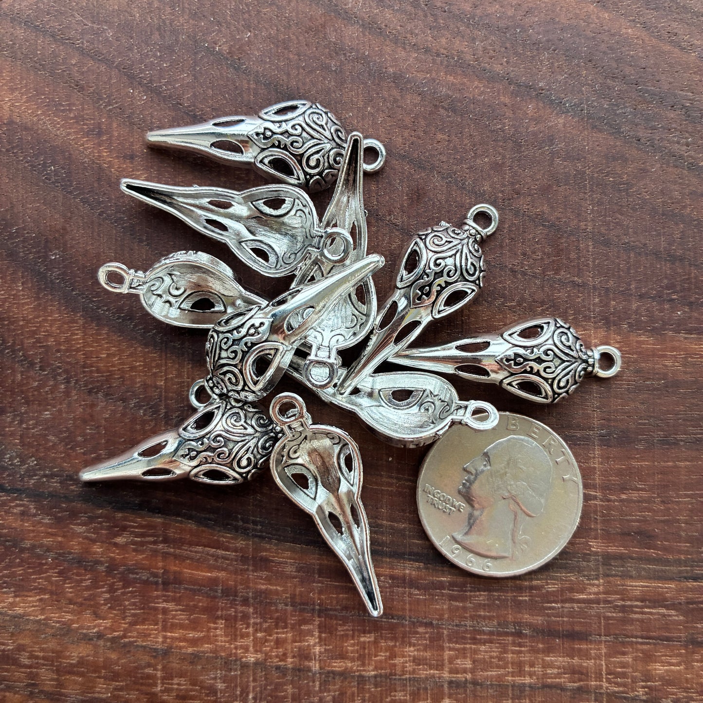 Metal Findings - Bird Skull Charm - Raven Skull Charm - Gothic Jewelry Finding