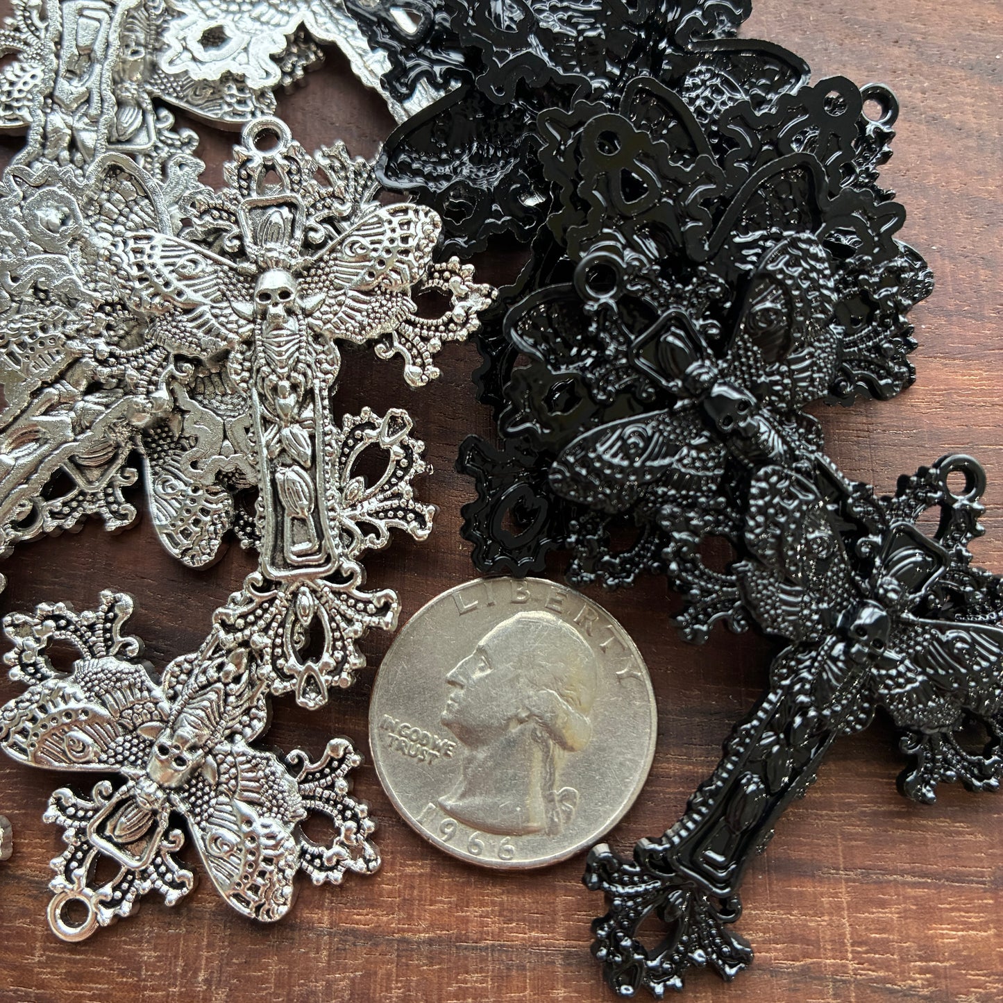 Metal Findings - Moth Cross - Charm - Pendant