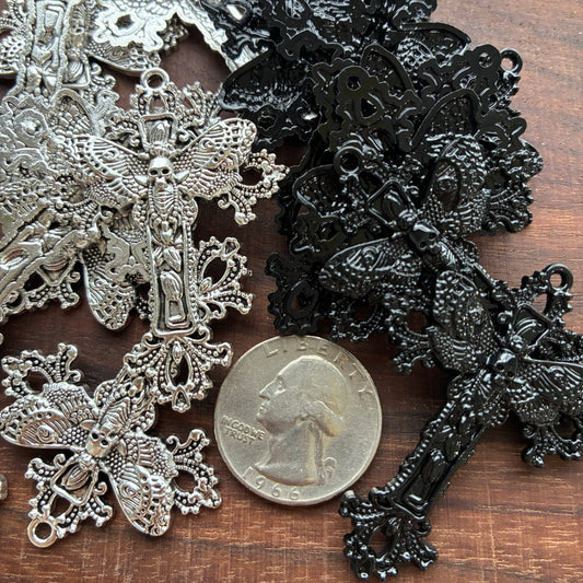 Metal Findings - Moth Cross - Charm - Pendant