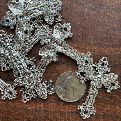 Metal Findings - Moth Cross - Charm - Pendant