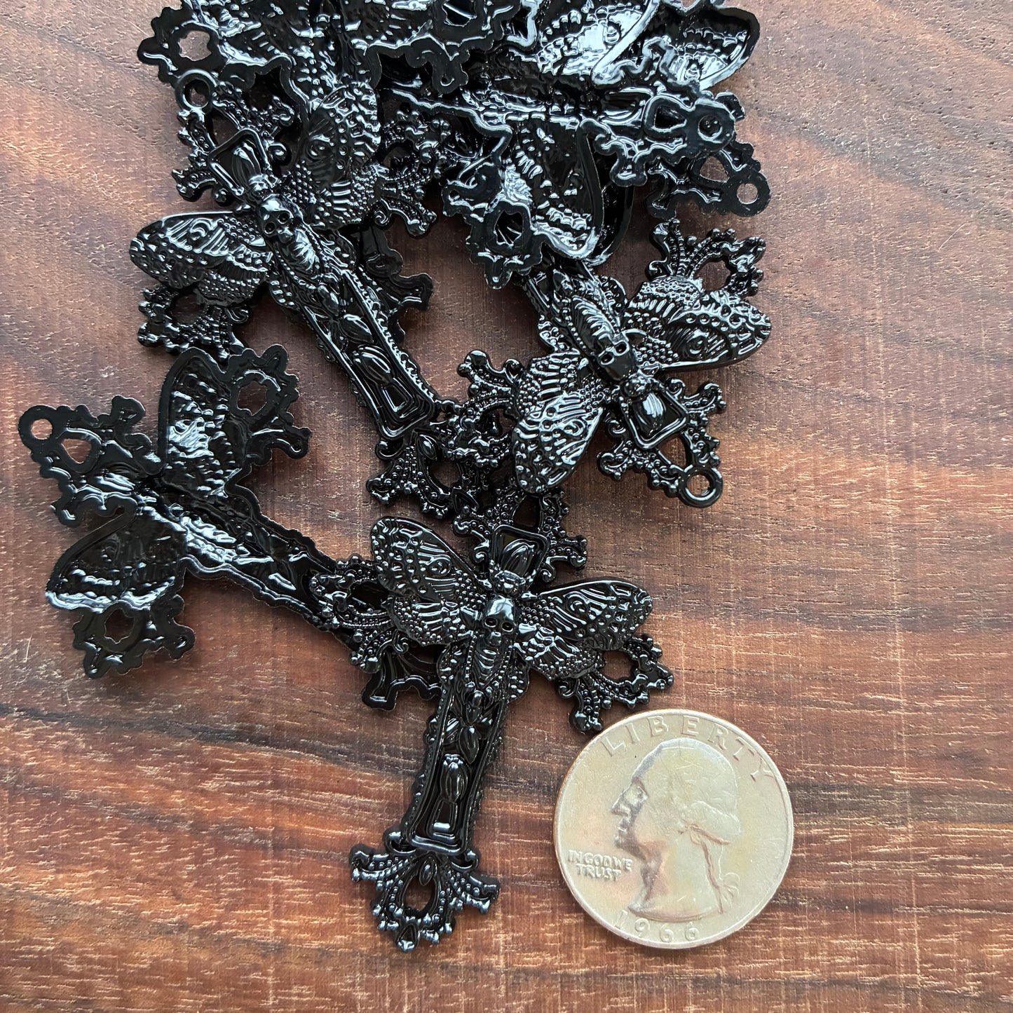 Metal Findings - Moth Cross - Charm - Pendant