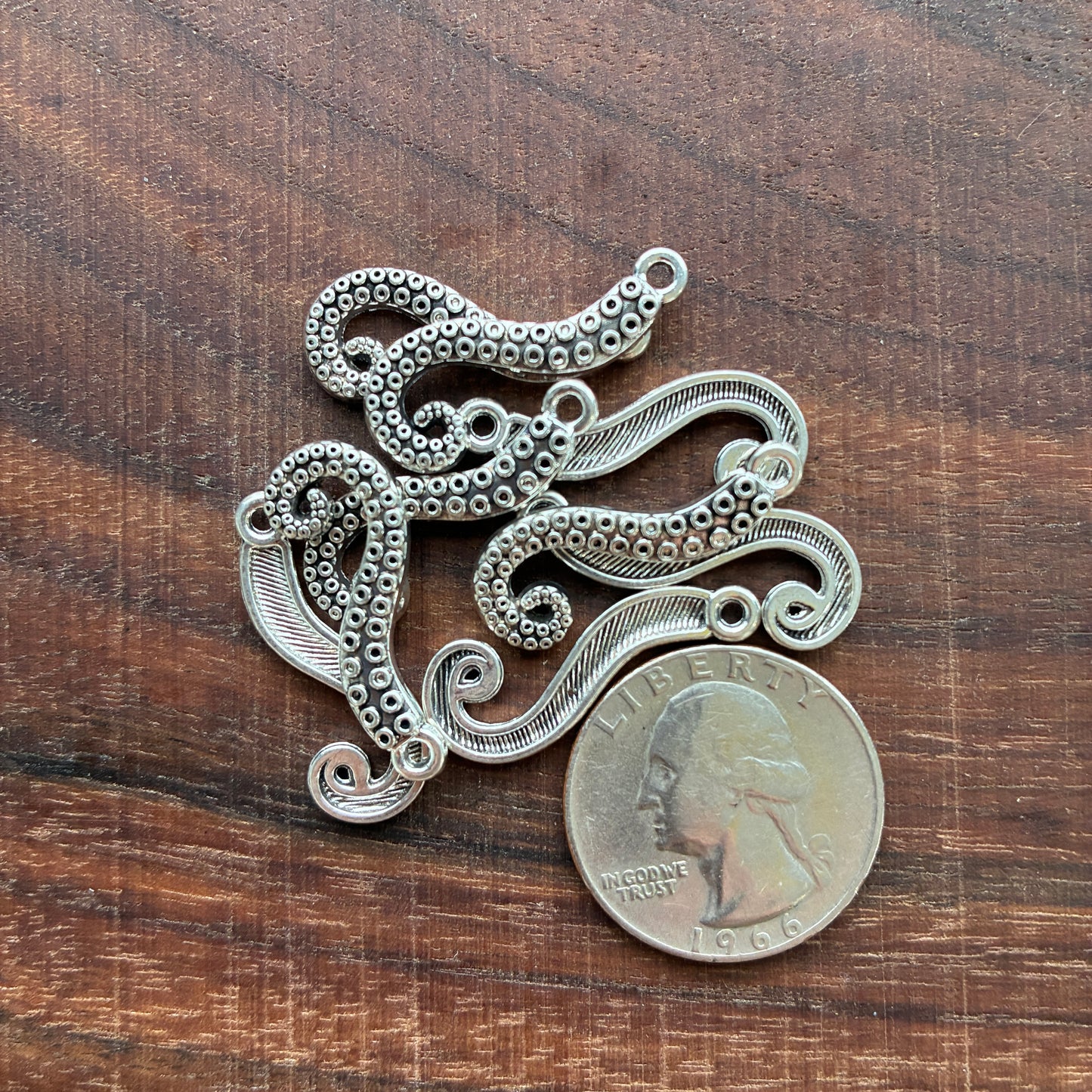 Metal Findings - Octopus Arm Charm - Pendant - Bracelet - Earring