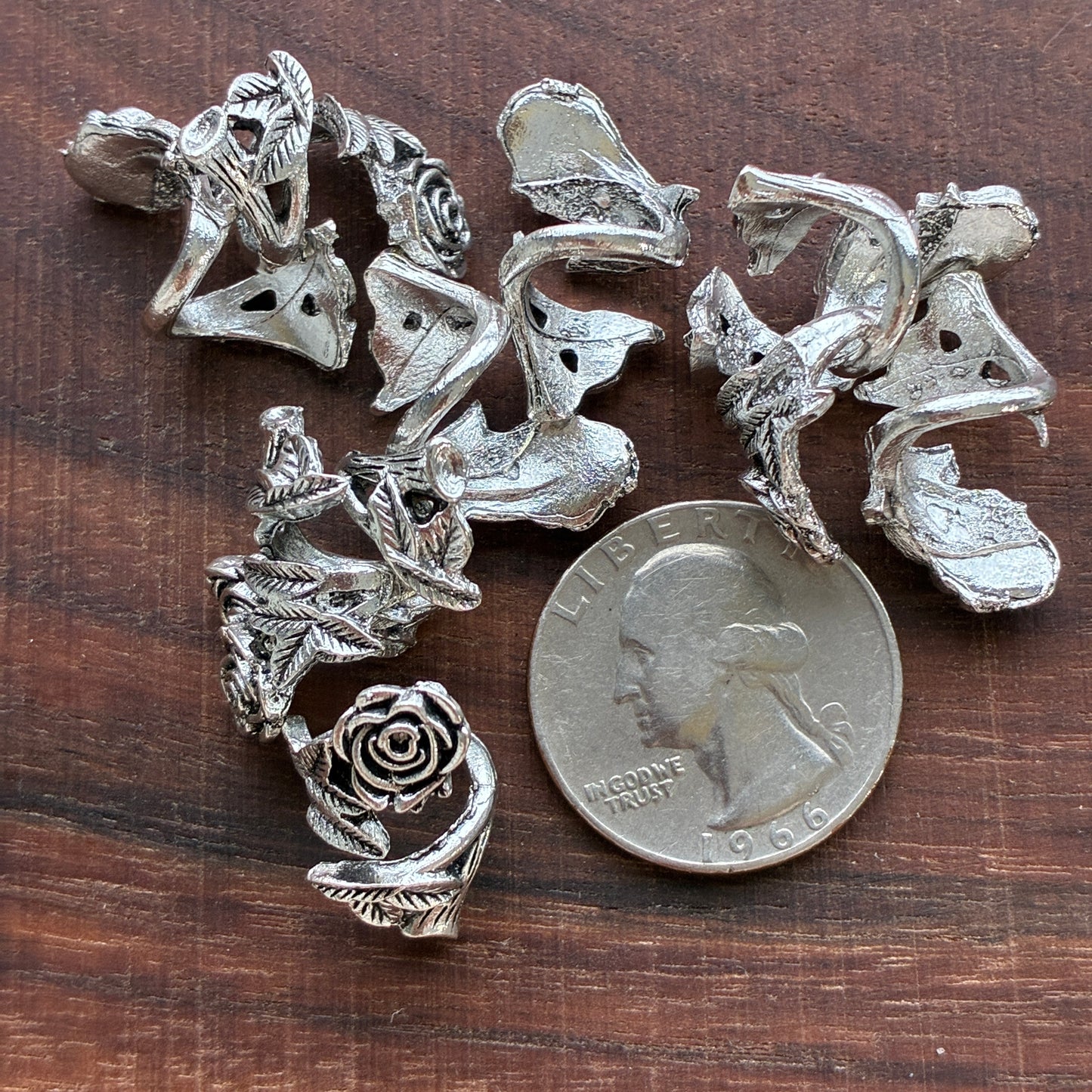 Metal Findings - Rose Bead Charm - 12mm - Bracelet
