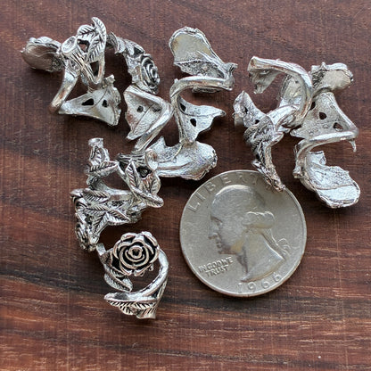 Metal Findings - Rose Bead Charm - 12mm - Bracelet