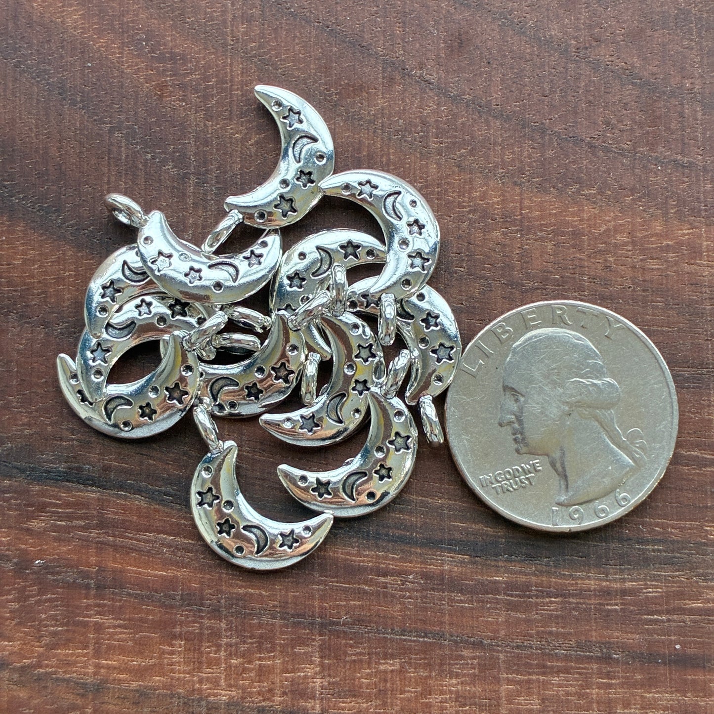 Metal Findings - Moon Charm - Bracelet Making - Earring Making