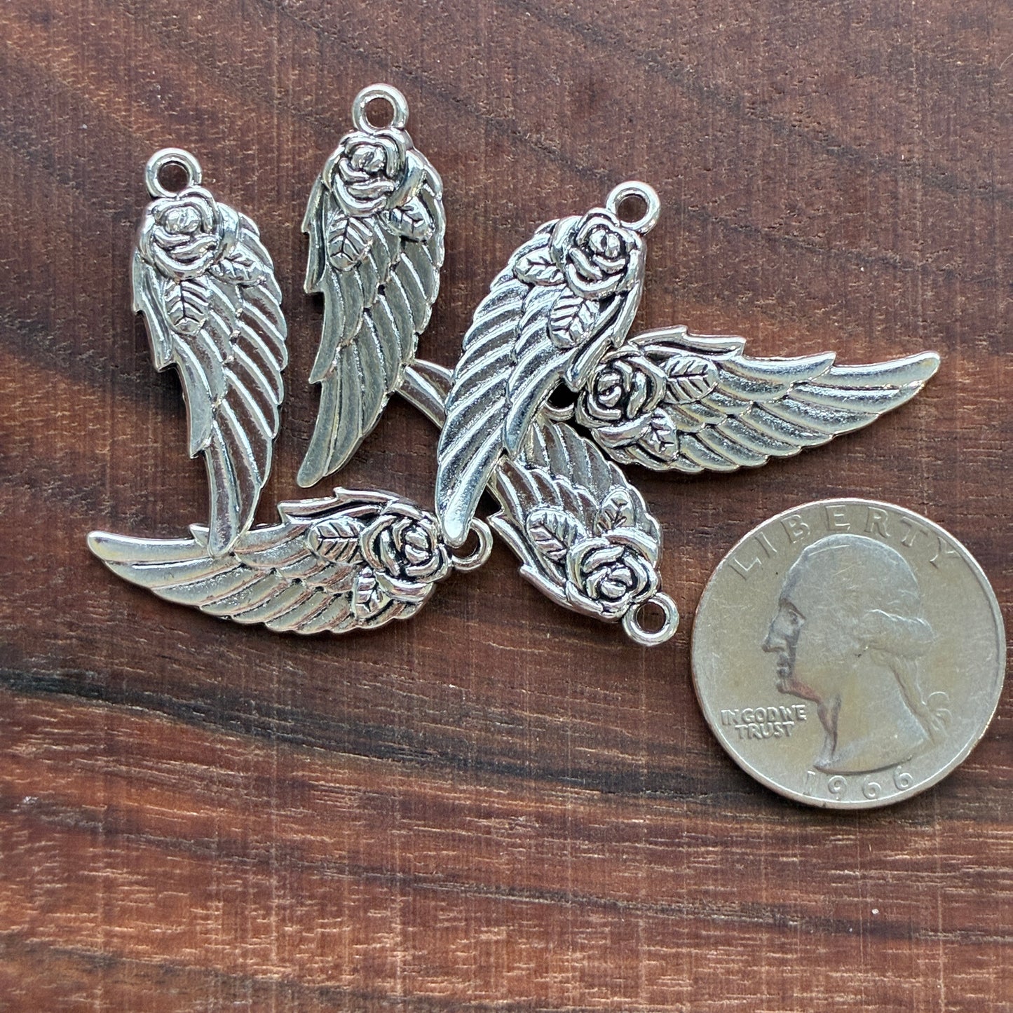 Metal Findings - Rose Wing Charm - Earring Making