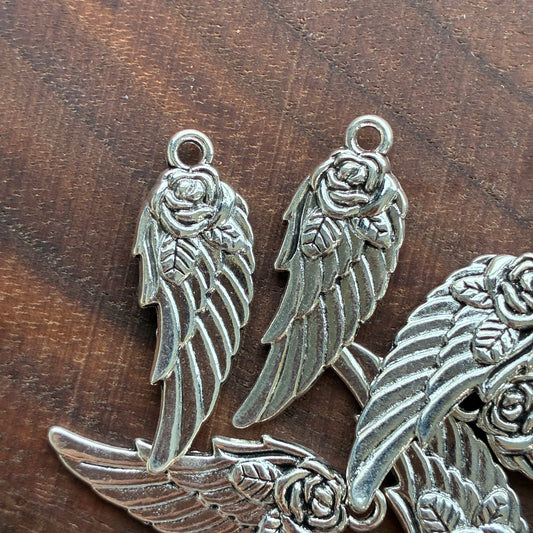 Metal Findings - Rose Wing Charm - Earring Making