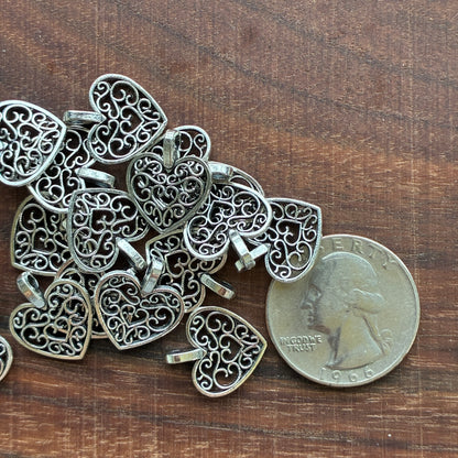 Metal Findings - Heart Charm - Bracelet - Pendant