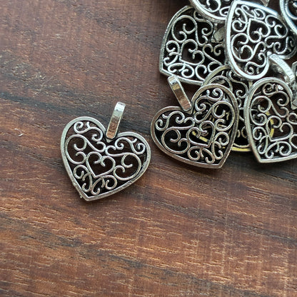 Metal Findings - Heart Charm - Bracelet - Pendant