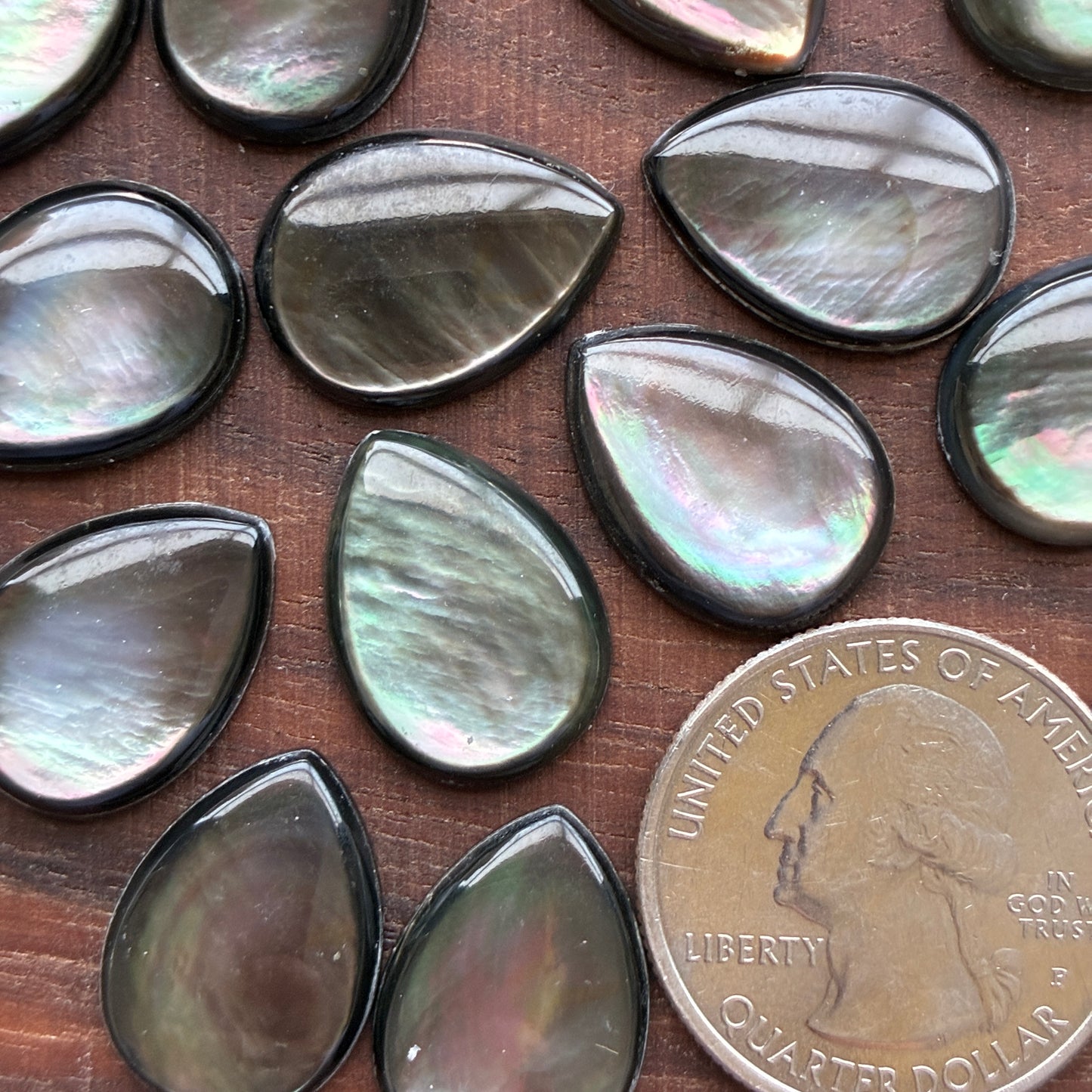 Black Mother of Pearl Cabochon - MOP - Teardrop - 13 x 18mm