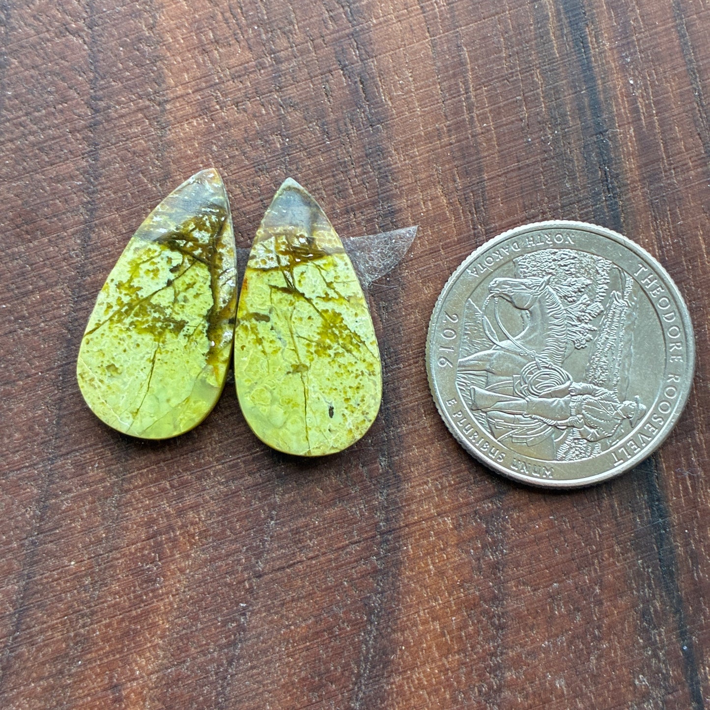 Green Opal - Cabochon Pair - Oval - Teardrop