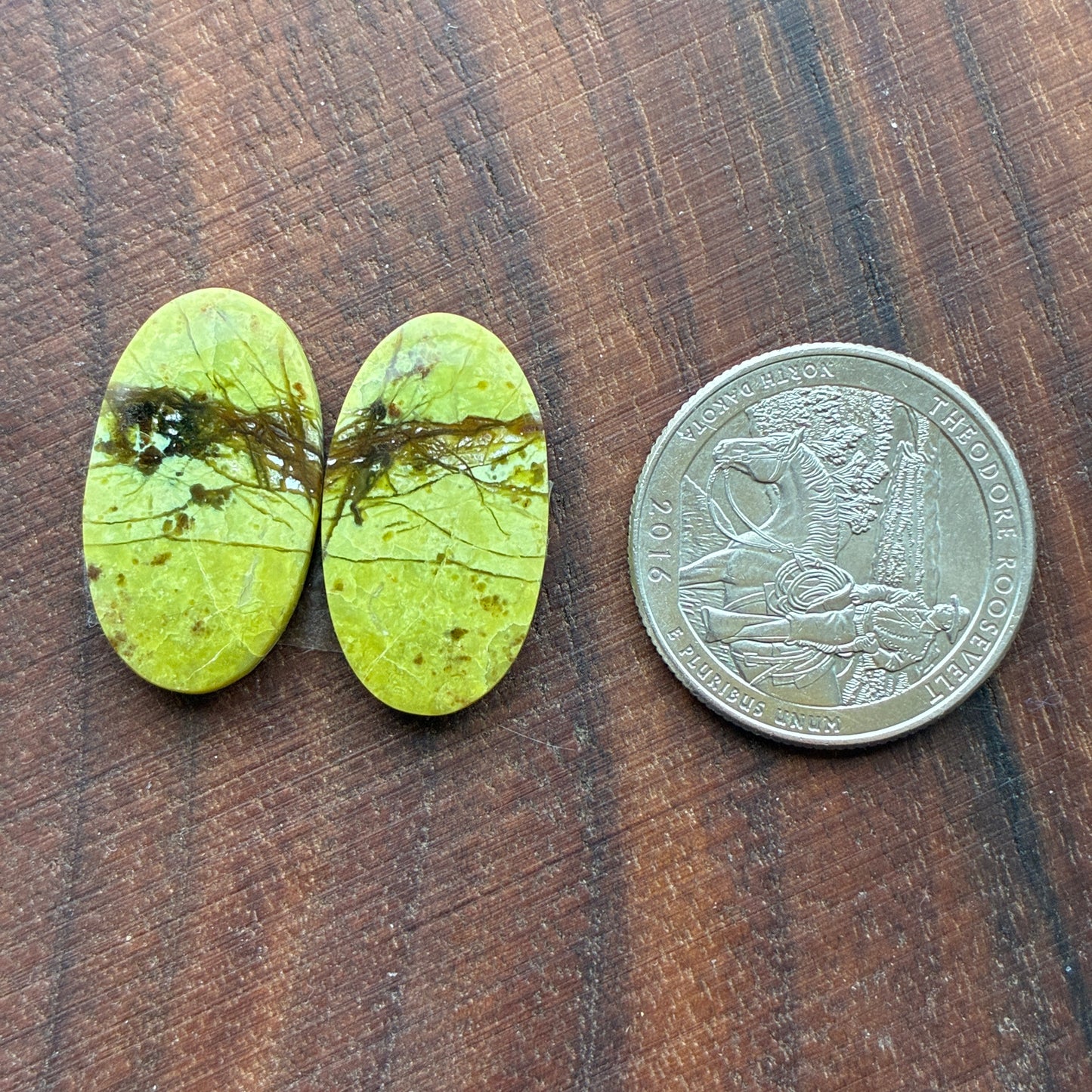 Green Opal - Cabochon Pair - Oval - Teardrop