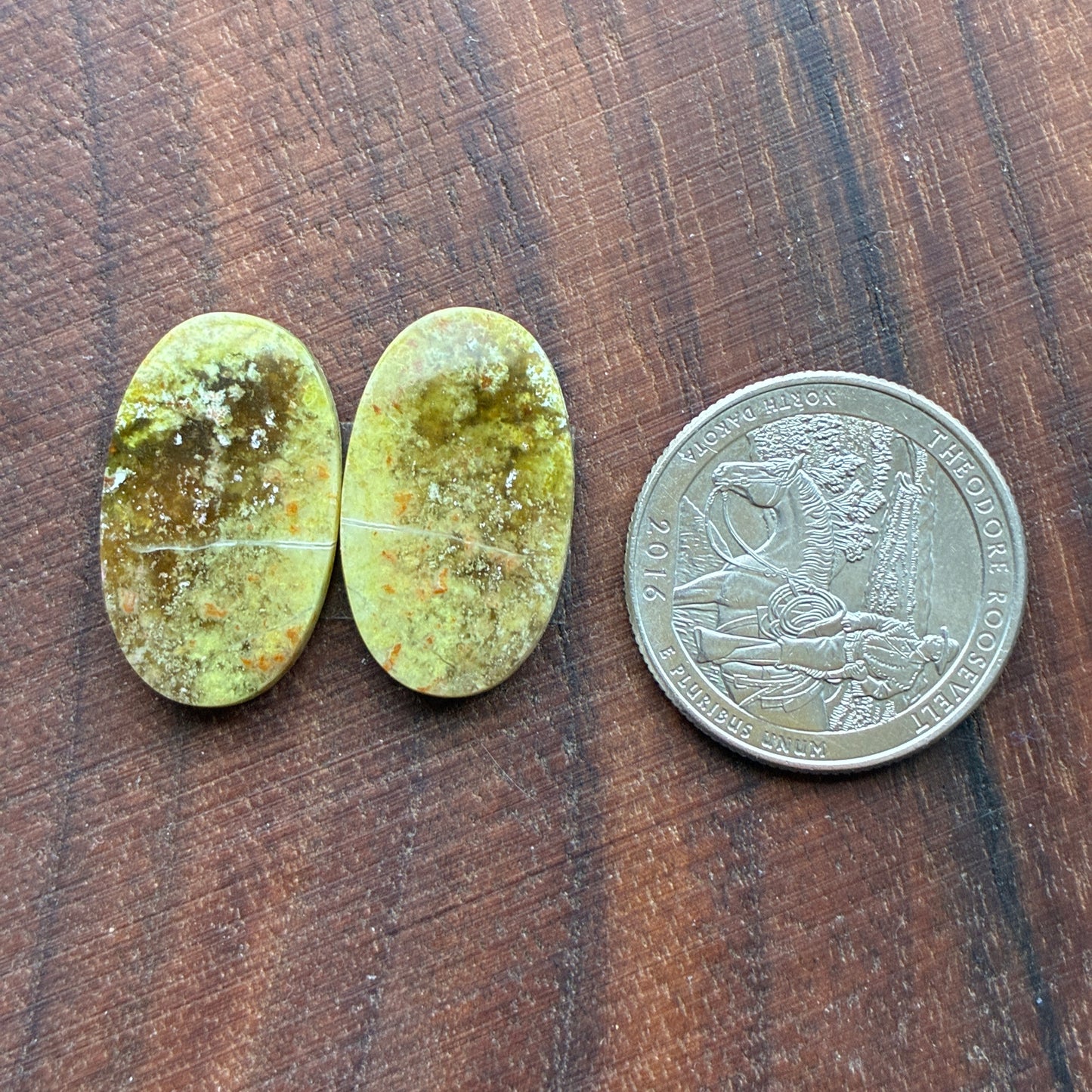 Green Opal - Cabochon Pair - Oval - Teardrop