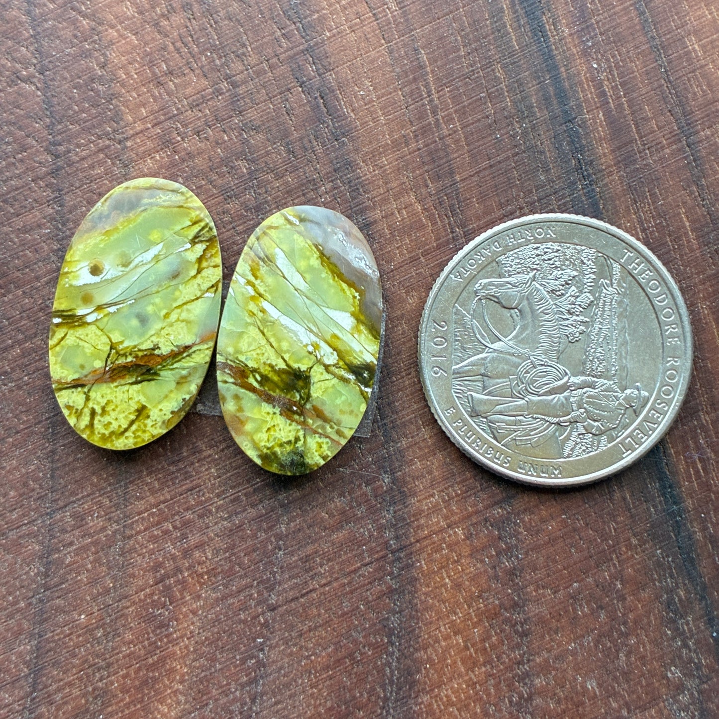 Green Opal - Cabochon Pair - Oval - Teardrop