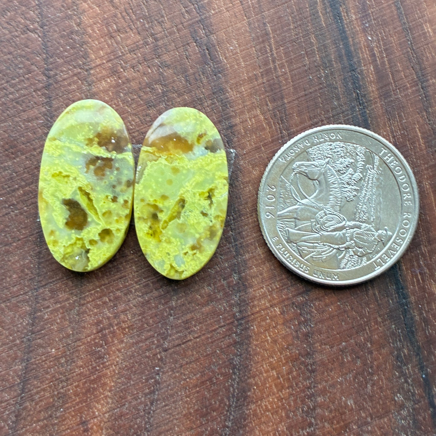 Green Opal - Cabochon Pair - Oval - Teardrop