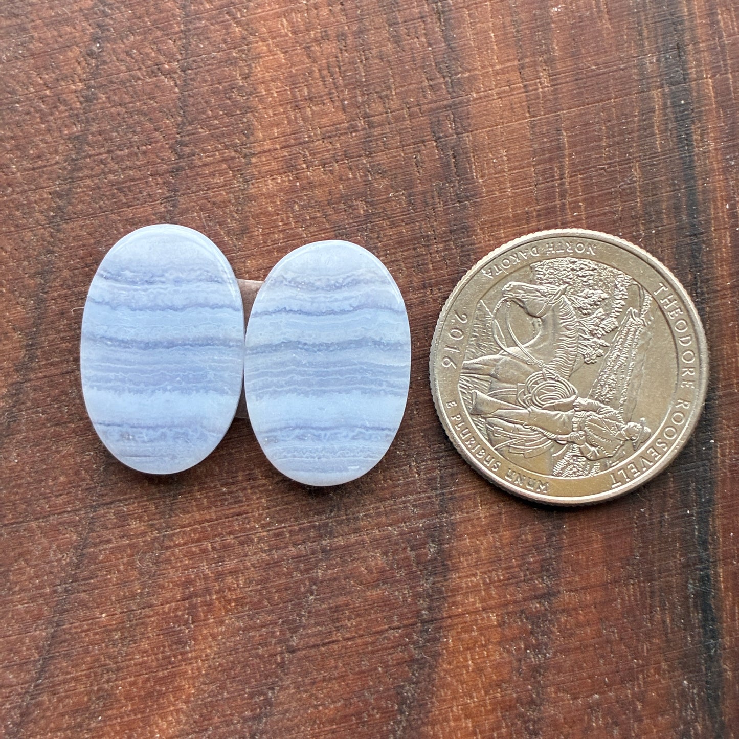 Blue Lace Agate - Cabochon Pair - Oval - Teardrop