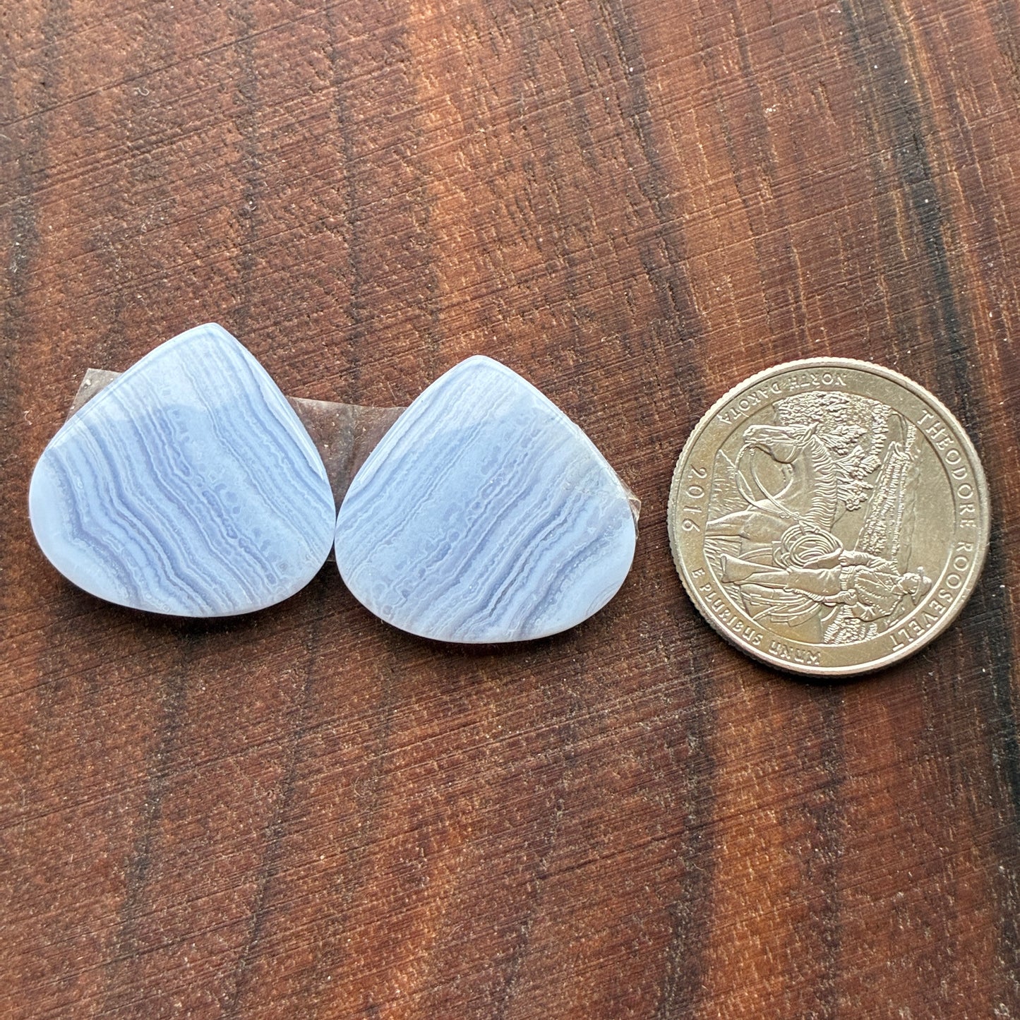 Blue Lace Agate - Cabochon Pair - Oval - Teardrop