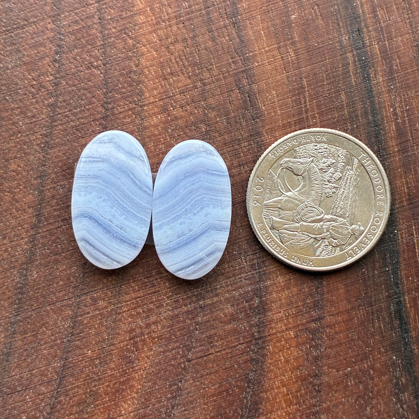 Blue Lace Agate - Cabochon Pair - Oval - Teardrop
