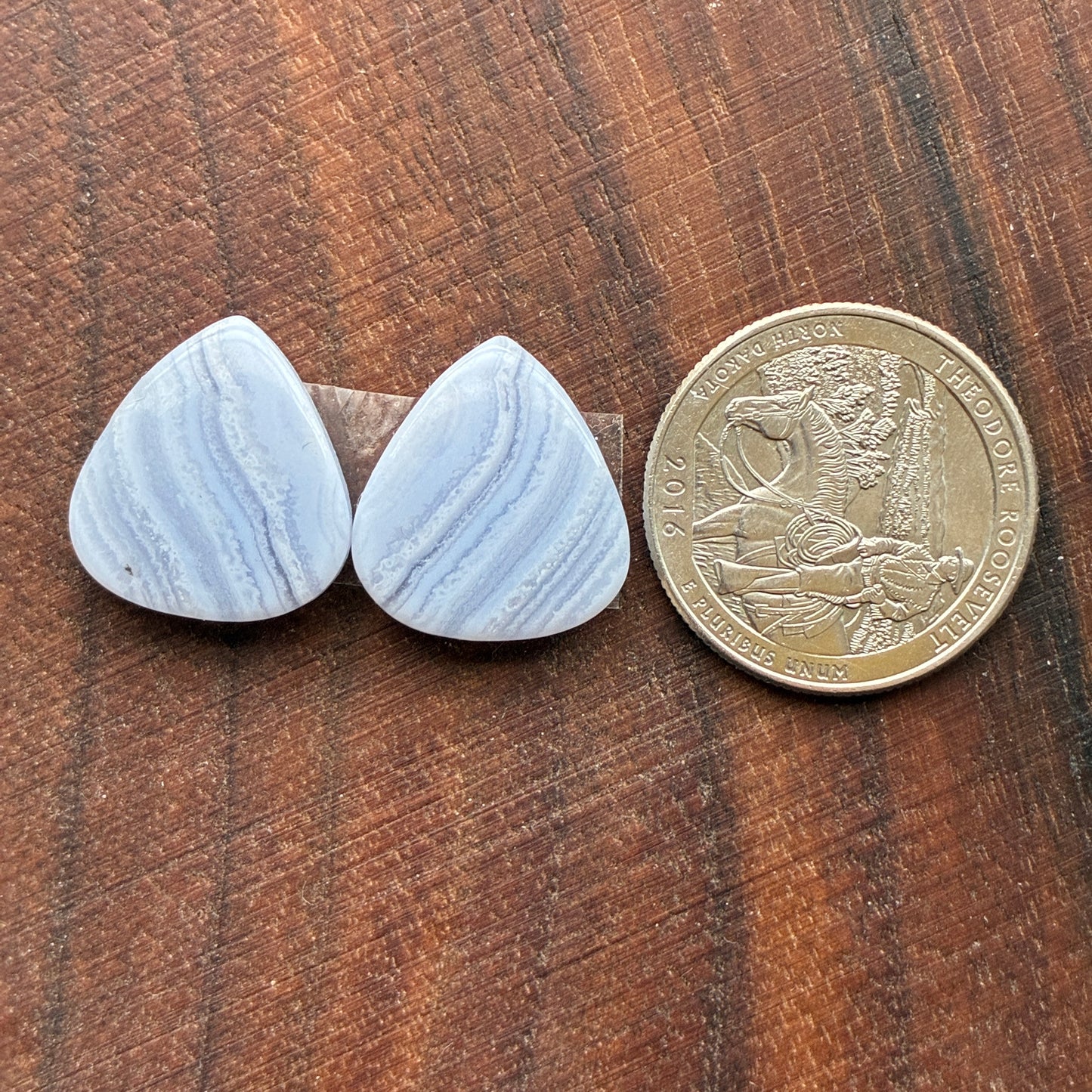 Blue Lace Agate - Cabochon Pair - Oval - Teardrop