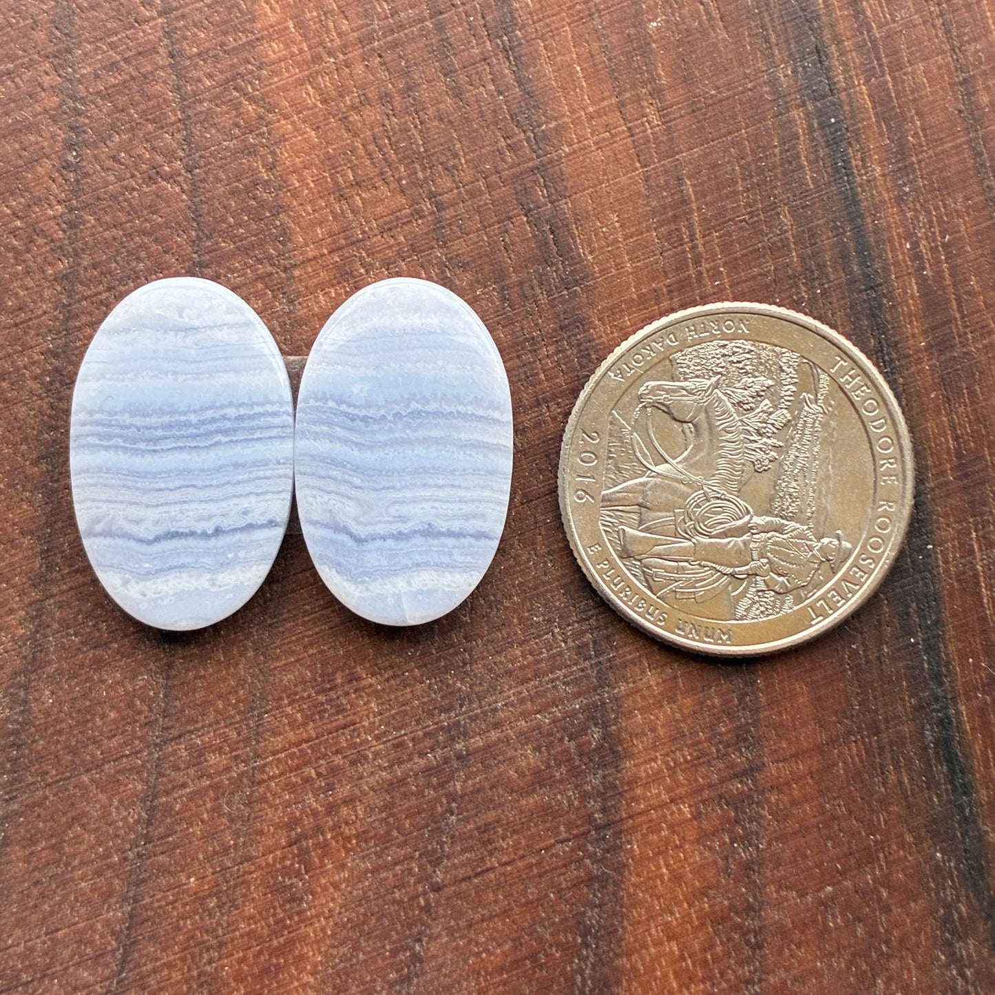 Blue Lace Agate - Cabochon Pair - Oval - Teardrop