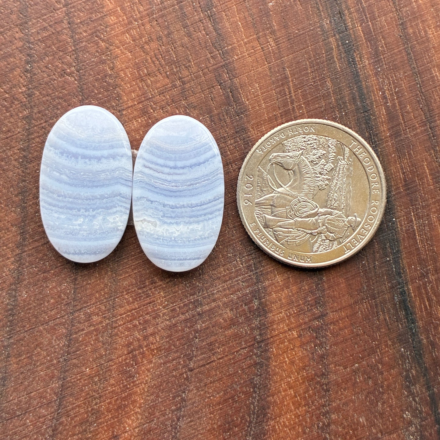 Blue Lace Agate - Cabochon Pair - Oval - Teardrop