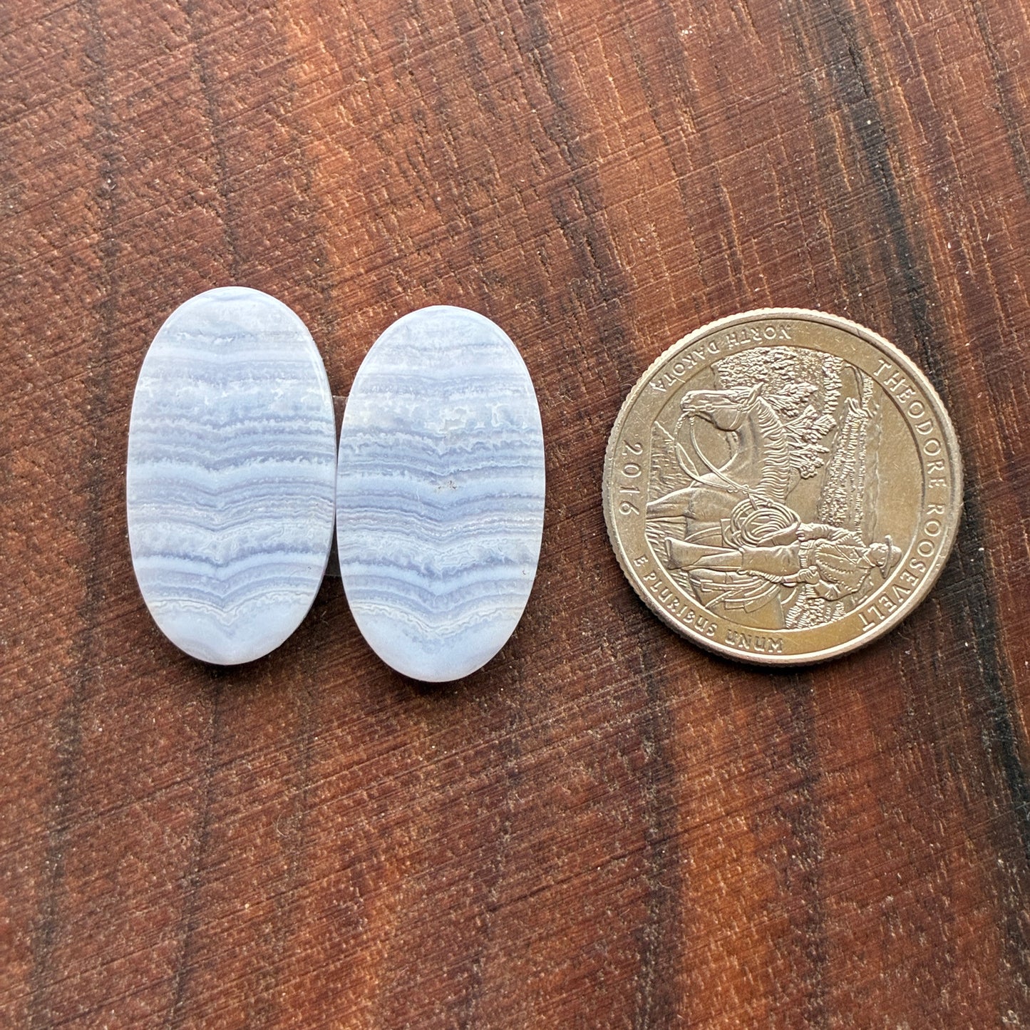 Blue Lace Agate - Cabochon Pair - Oval - Teardrop