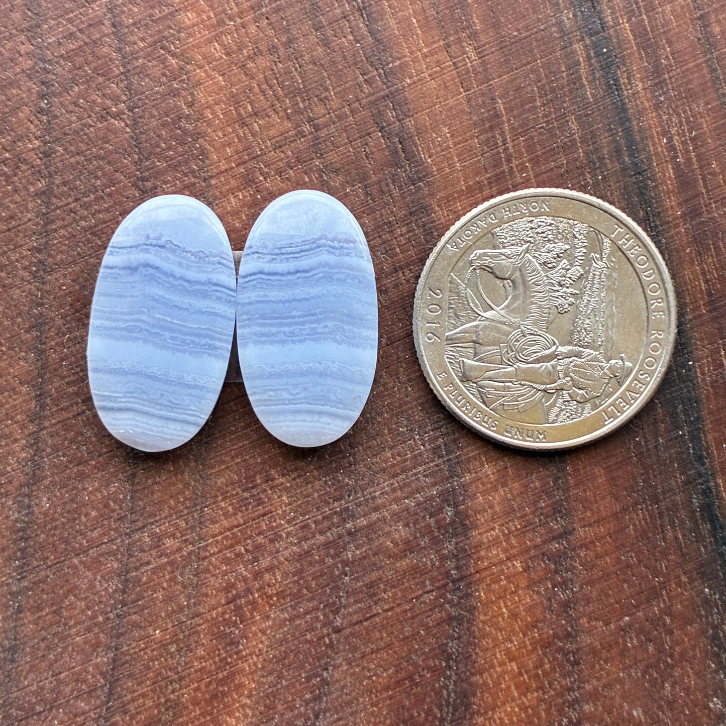 Blue Lace Agate - Cabochon Pair - Oval - Teardrop