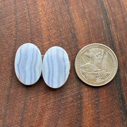 Blue Lace Agate - Cabochon Pair - Oval - Teardrop