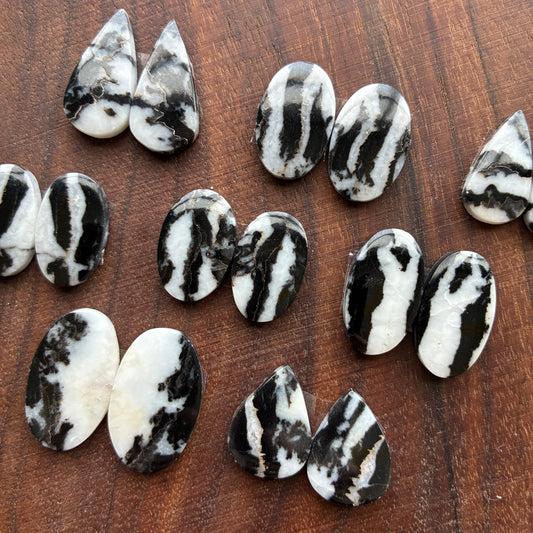 Zebra Jasper - Cabochon Pair - Oval - Teardrop