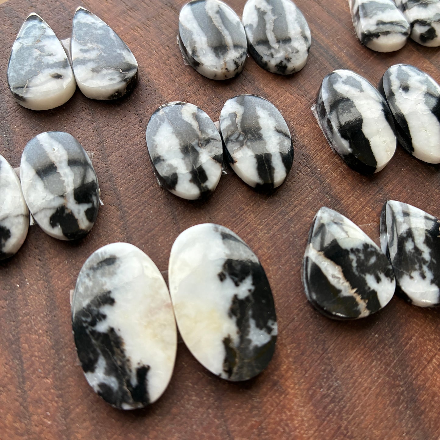 Zebra Jasper - Cabochon Pair - Oval - Teardrop