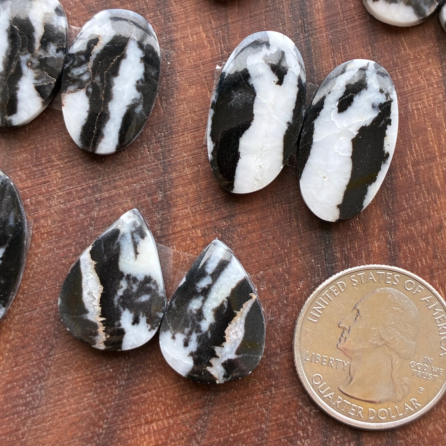 Zebra Jasper - Cabochon Pair - Oval - Teardrop