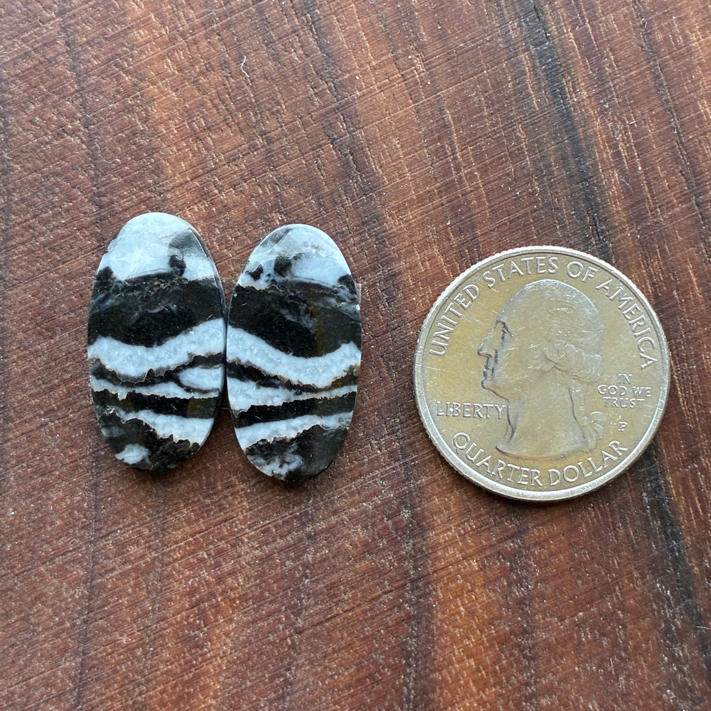 Zebra Jasper - Cabochon Pair - Oval - Teardrop