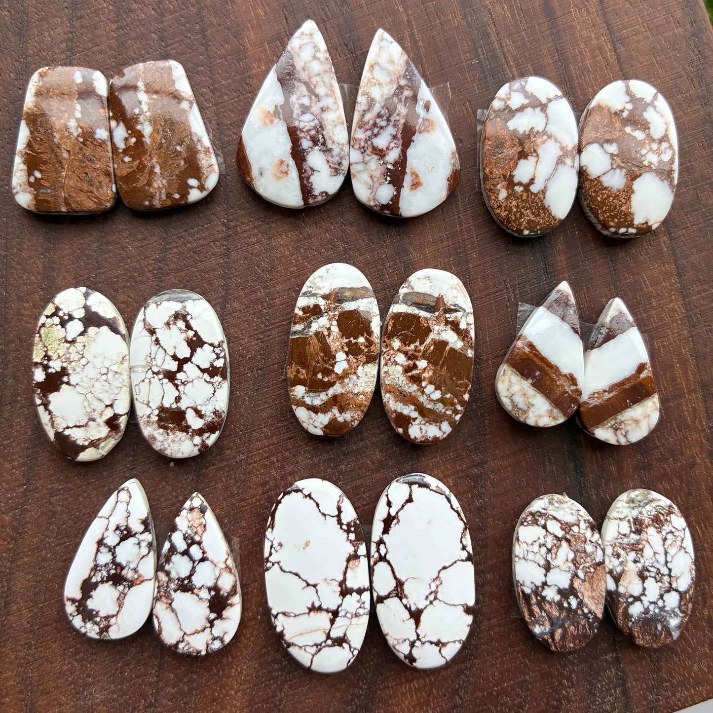 Wild Horse Jasper - Cabochon Pair - Oval - Teardrop