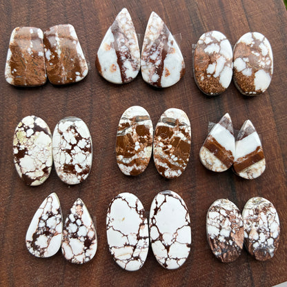 Wild Horse Jasper - Cabochon Pair - Oval - Teardrop