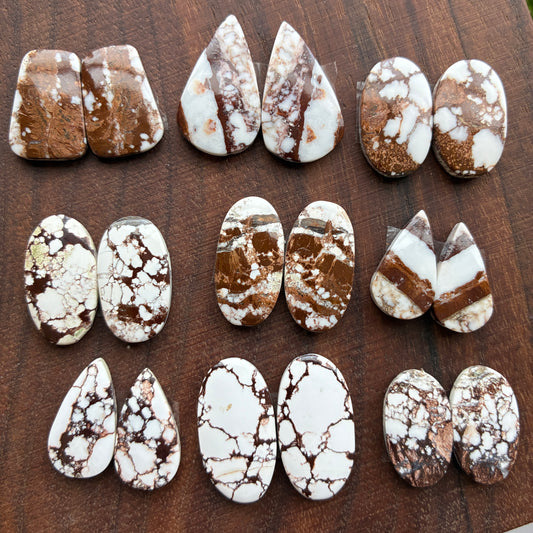 Wild Horse Jasper - Cabochon Pair - Oval - Teardrop