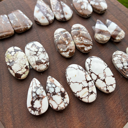 Wild Horse Jasper - Cabochon Pair - Oval - Teardrop