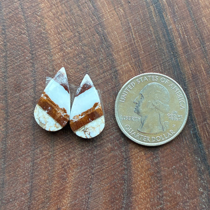 Wild Horse Jasper - Cabochon Pair - Oval - Teardrop