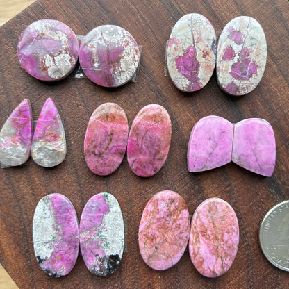 Cobalt Calcite - Cabochon Pair - Oval - Teardrop - Round