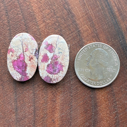 Cobalt Calcite - Cabochon Pair - Oval - Teardrop - Round