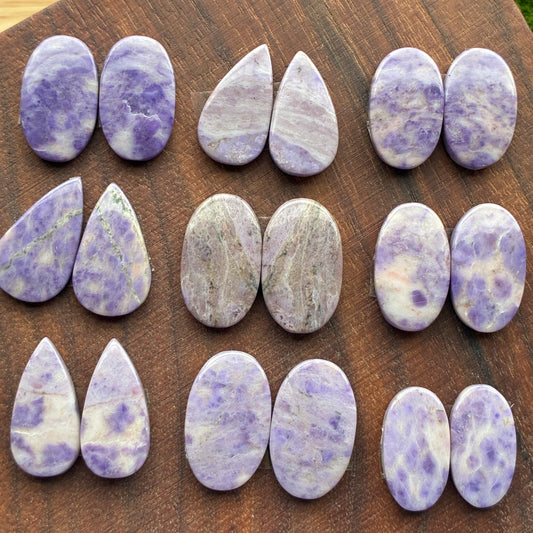 Lavender Jade - Cabochon Pair - Oval - Teardrop
