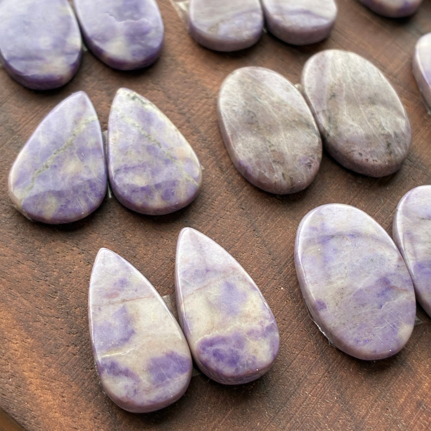 Lavender Jade - Cabochon Pair - Oval - Teardrop