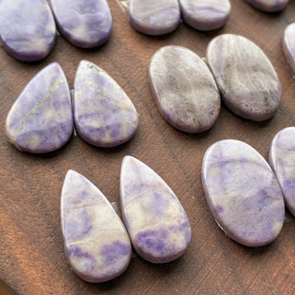 Lavender Jade - Cabochon Pair - Oval - Teardrop