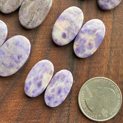 Lavender Jade - Cabochon Pair - Oval - Teardrop